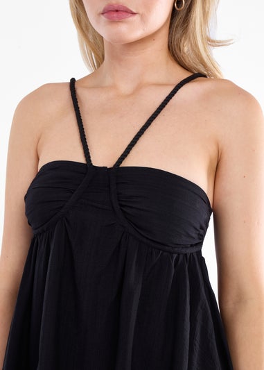 Gini London Black Strap Detail Mini Dress