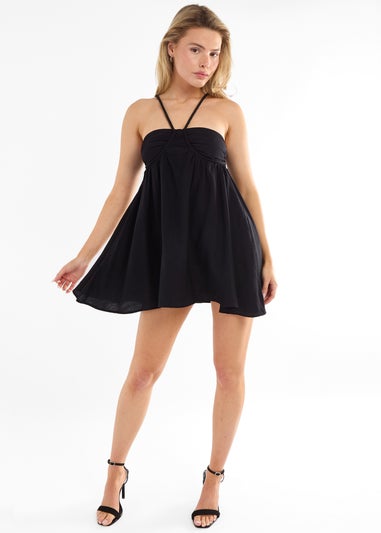 Gini London Black Strap Detail Mini Dress