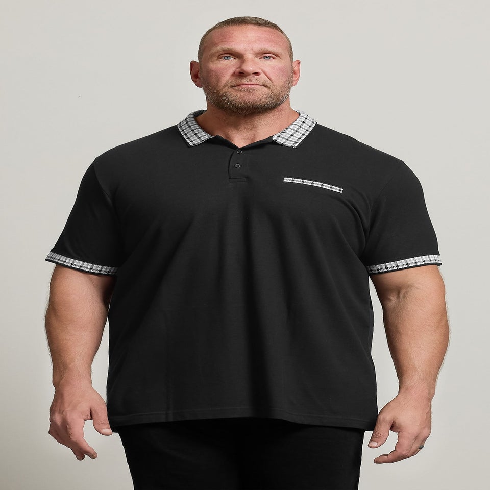 BadRhino Black Jacquard Checked Collar Polo Shirt
