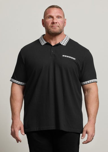 BadRhino Black Jacquard Checked Collar Polo Shirt