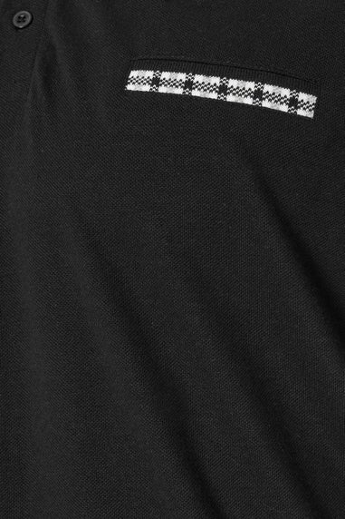 BadRhino Black Jacquard Checked Collar Polo Shirt