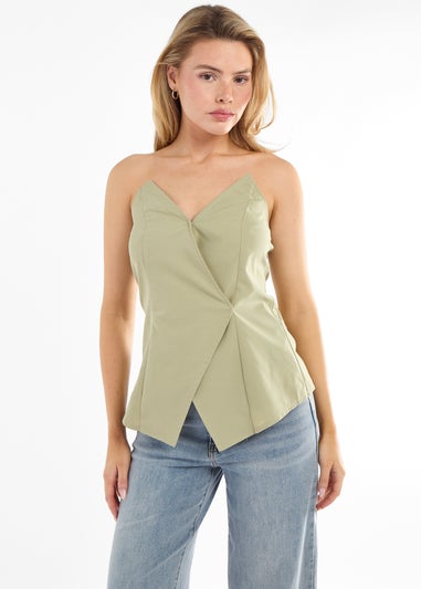 Gini London Sage Tall Asymmetric Bandeau Corset Top