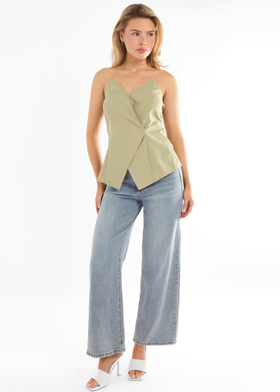 Gini London Sage Tall Asymmetric Bandeau Corset Top