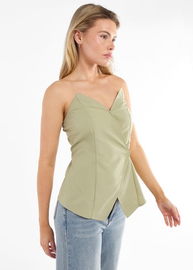 Gini London Sage Tall Asymmetric Bandeau Corset Top