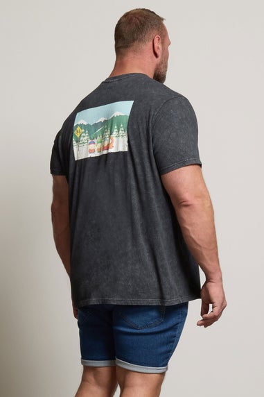 BadRhino Black Acid Wash Printed South Park T-Shirt