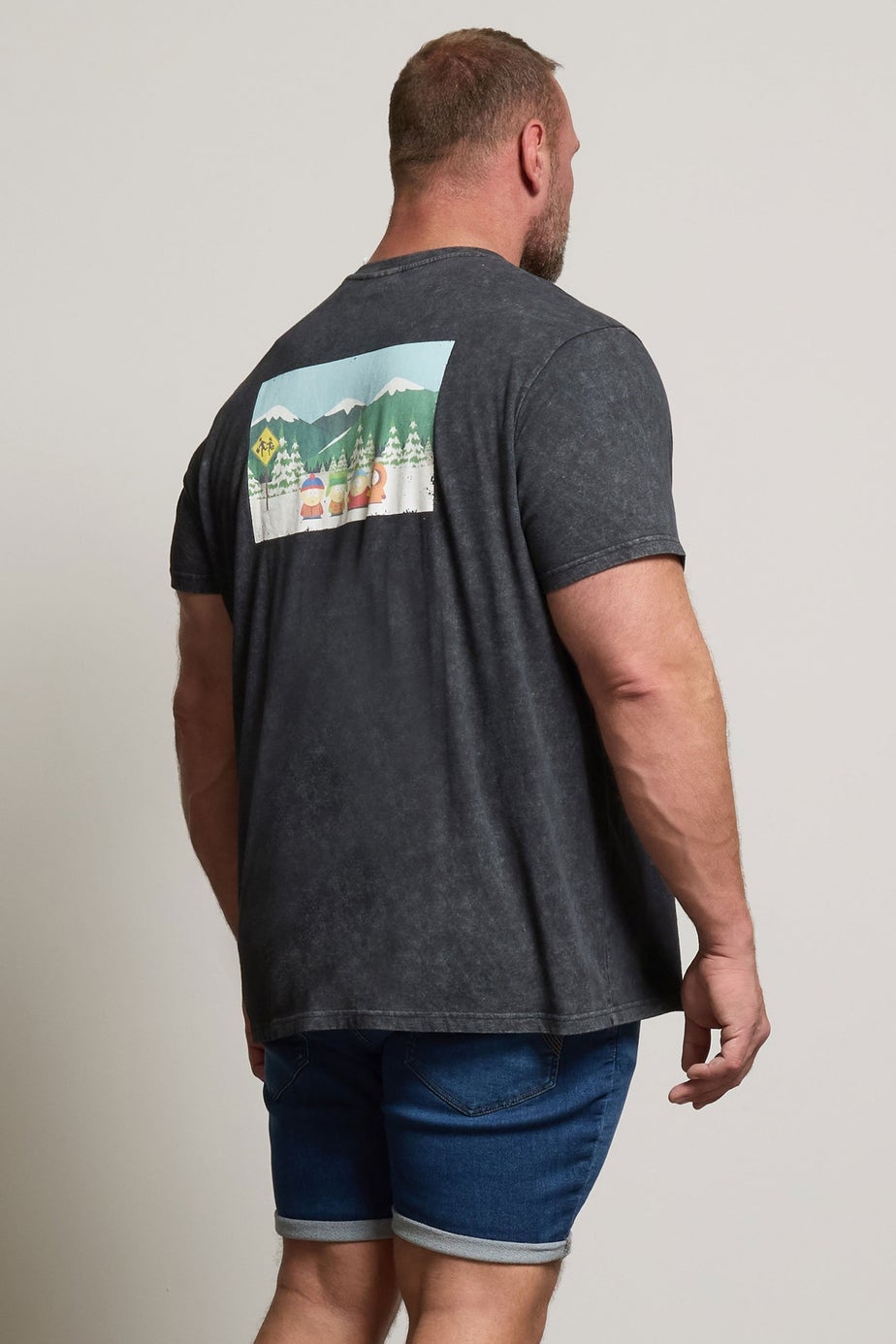 BadRhino Black Acid Wash Printed South Park T-Shirt