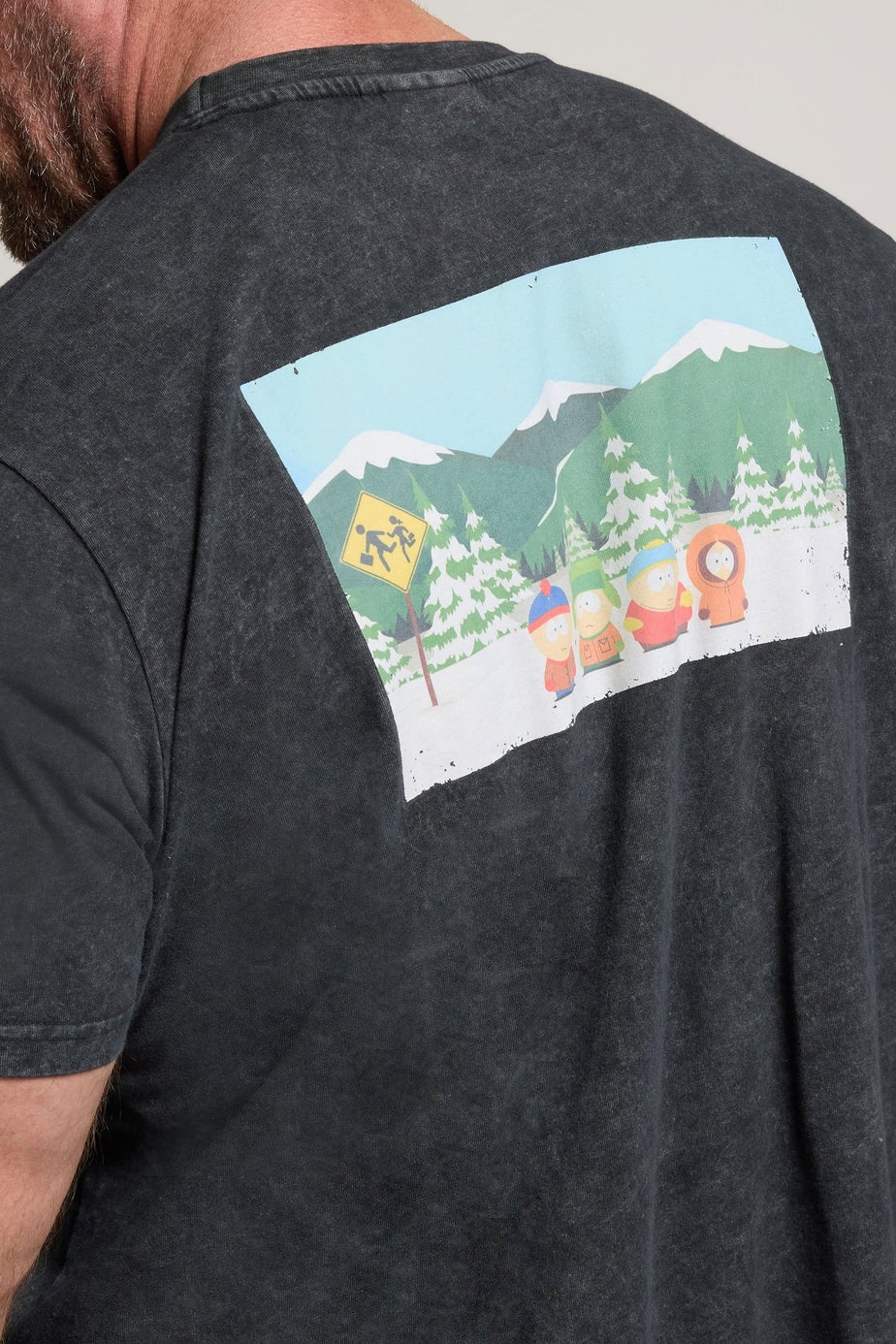 BadRhino Black Acid Wash Printed South Park T-Shirt