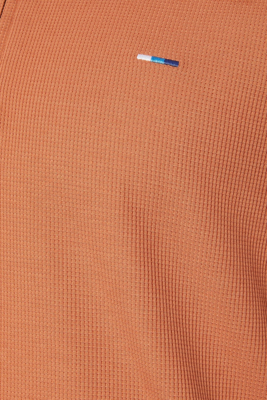 BadRhino Orange Waffle Texture Zip Polo Shirt