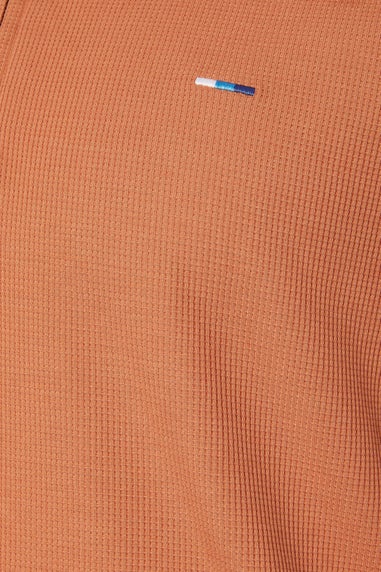 BadRhino Orange Waffle Texture Zip Polo Shirt