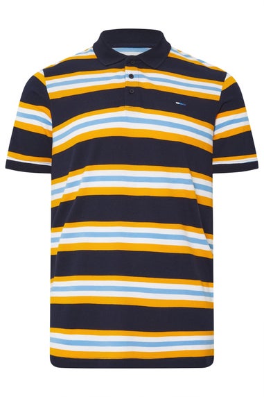 BadRhino Navy Blue & Yellow Striped Polo Shirt