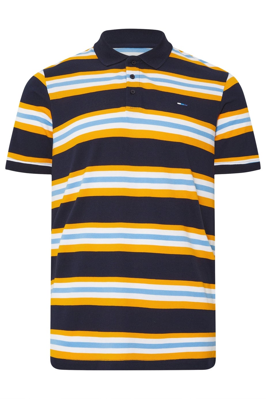 BadRhino Navy Blue & Yellow Striped Polo Shirt