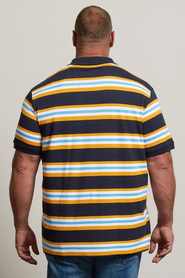BadRhino Navy Blue & Yellow Striped Polo Shirt