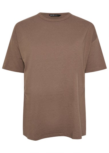 Yours Curve Mocha Brown Oversized Side Split T-Shirt