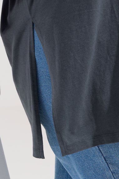 Yours Curve Charcoal Grey Oversized Side Split T-Shirt