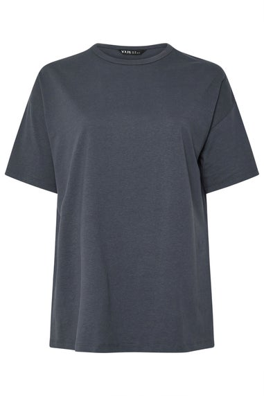 Yours Curve Charcoal Grey Oversized Side Split T-Shirt