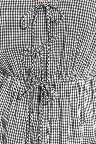 Yours Curve Black & White Gingham Tie Front Cami Top