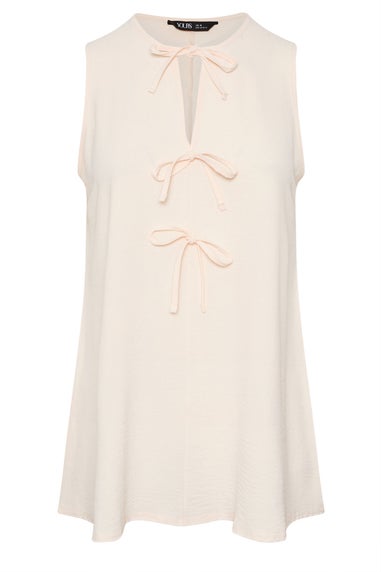 Yours Curve Cream Tie Front Smock Vest Top