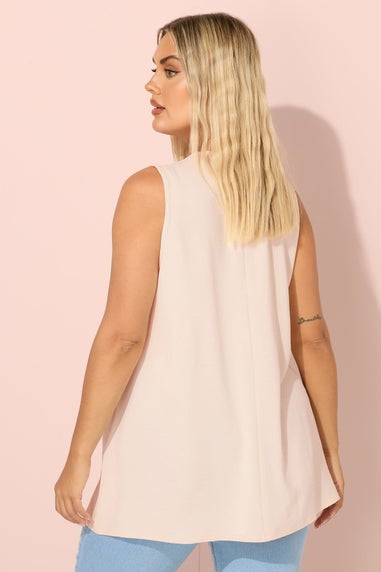 Yours Curve Cream Tie Front Smock Vest Top