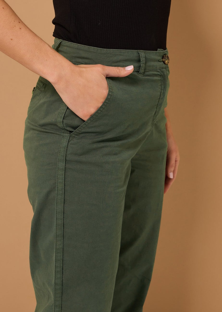 Long Tall Sally Khaki Green Cotton Straight Leg Chino Jeans
