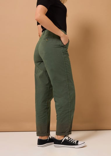 Long Tall Sally Khaki Green Cotton Straight Leg Chino Jeans