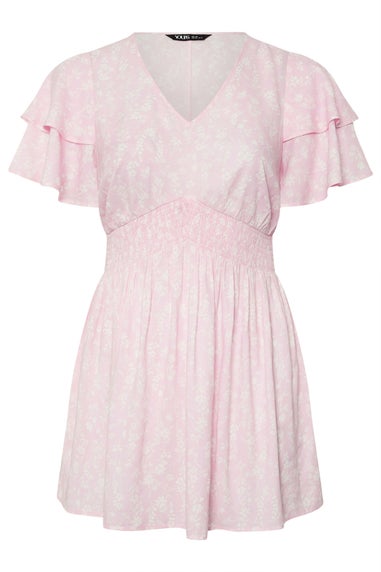 YOURS Curve Pink Floral Print Peplum Top