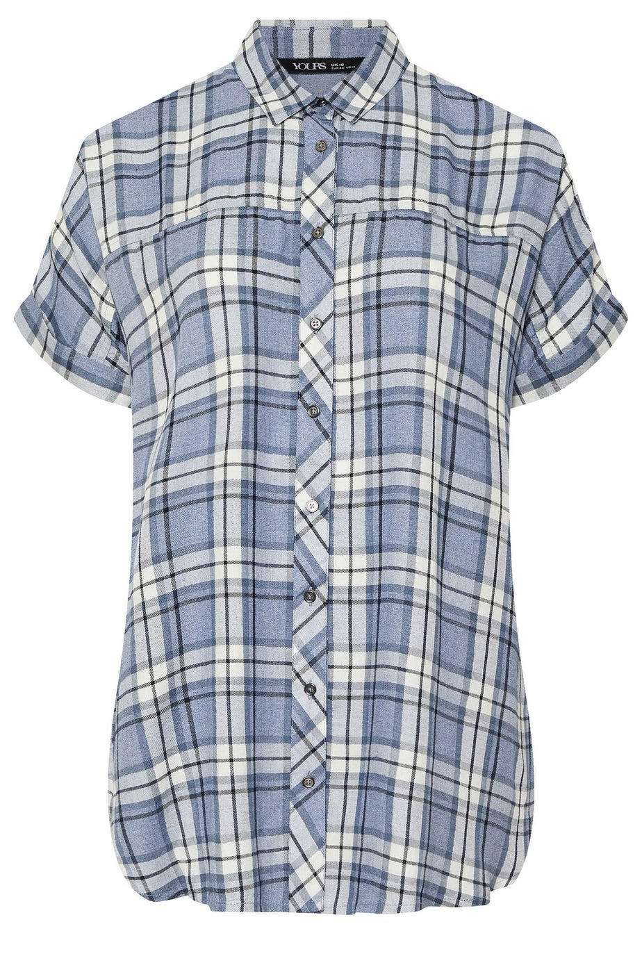 YOURS Curve Blue Metallic Check Print Shirt