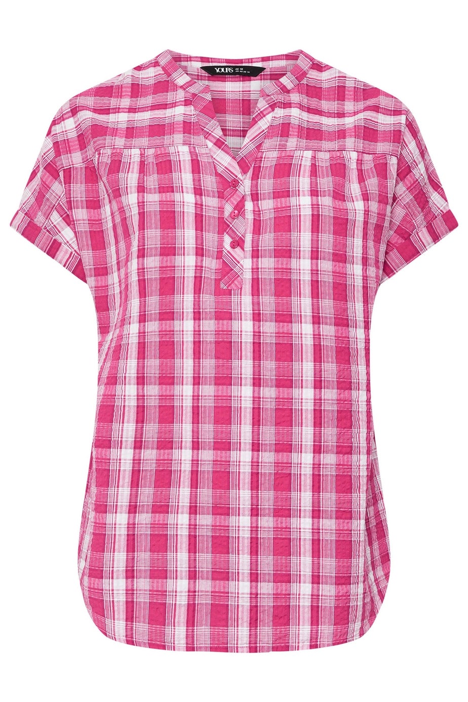 YOURS Curve Pink Check Print Textured Blouse