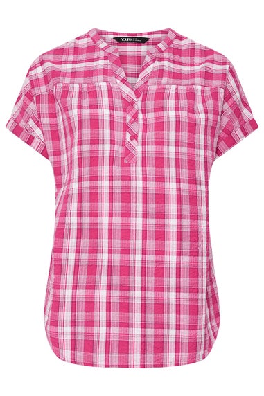 YOURS Curve Pink Check Print Textured Blouse