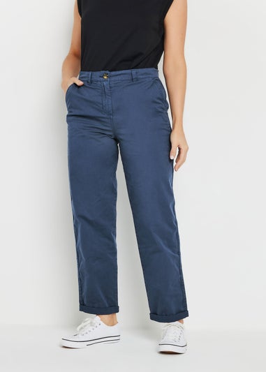 Long Tall Sally Navy Blue Cotton Straight Leg Chino Jeans