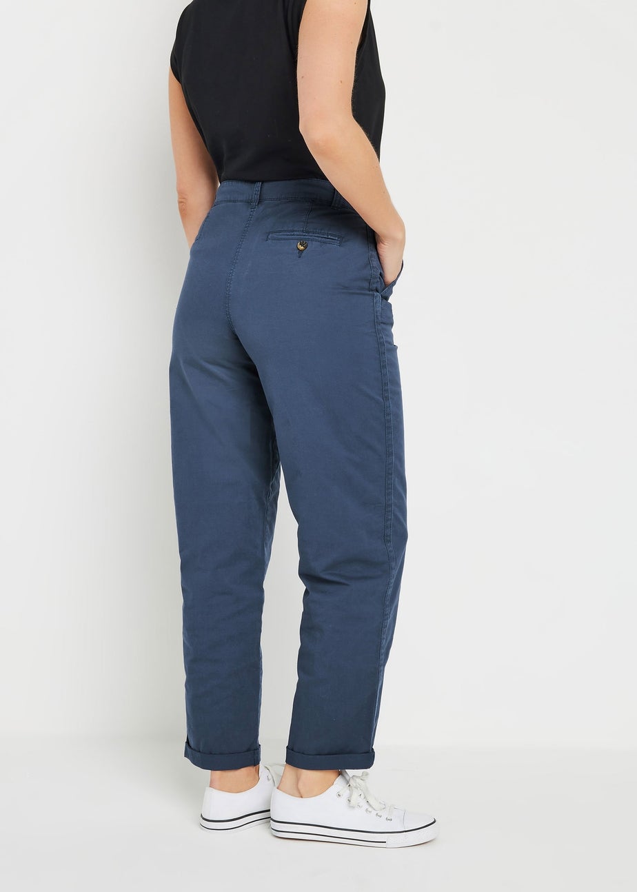 Long Tall Sally Navy Blue Cotton Straight Leg Chino Jeans