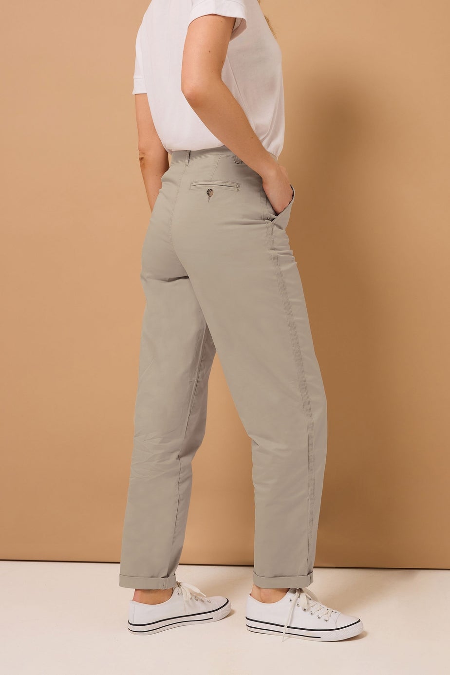 Long Tall Sally Stone Brown Cotton Straight Leg Chino Jeans