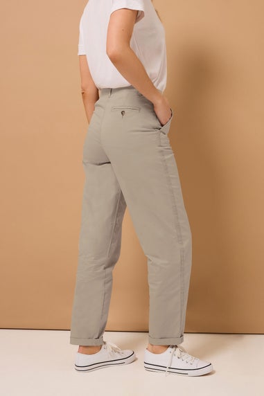 Long Tall Sally Stone Brown Cotton Straight Leg Chino Jeans