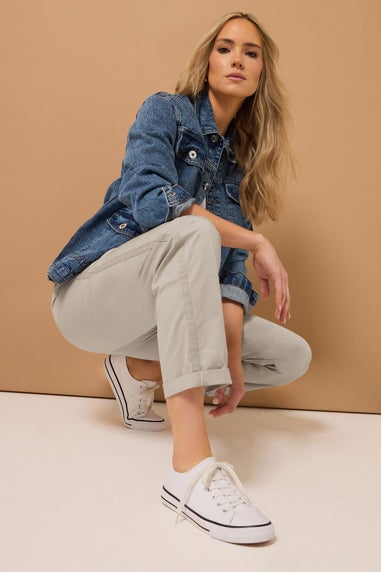 Long Tall Sally Stone Brown Cotton Straight Leg Chino Jeans