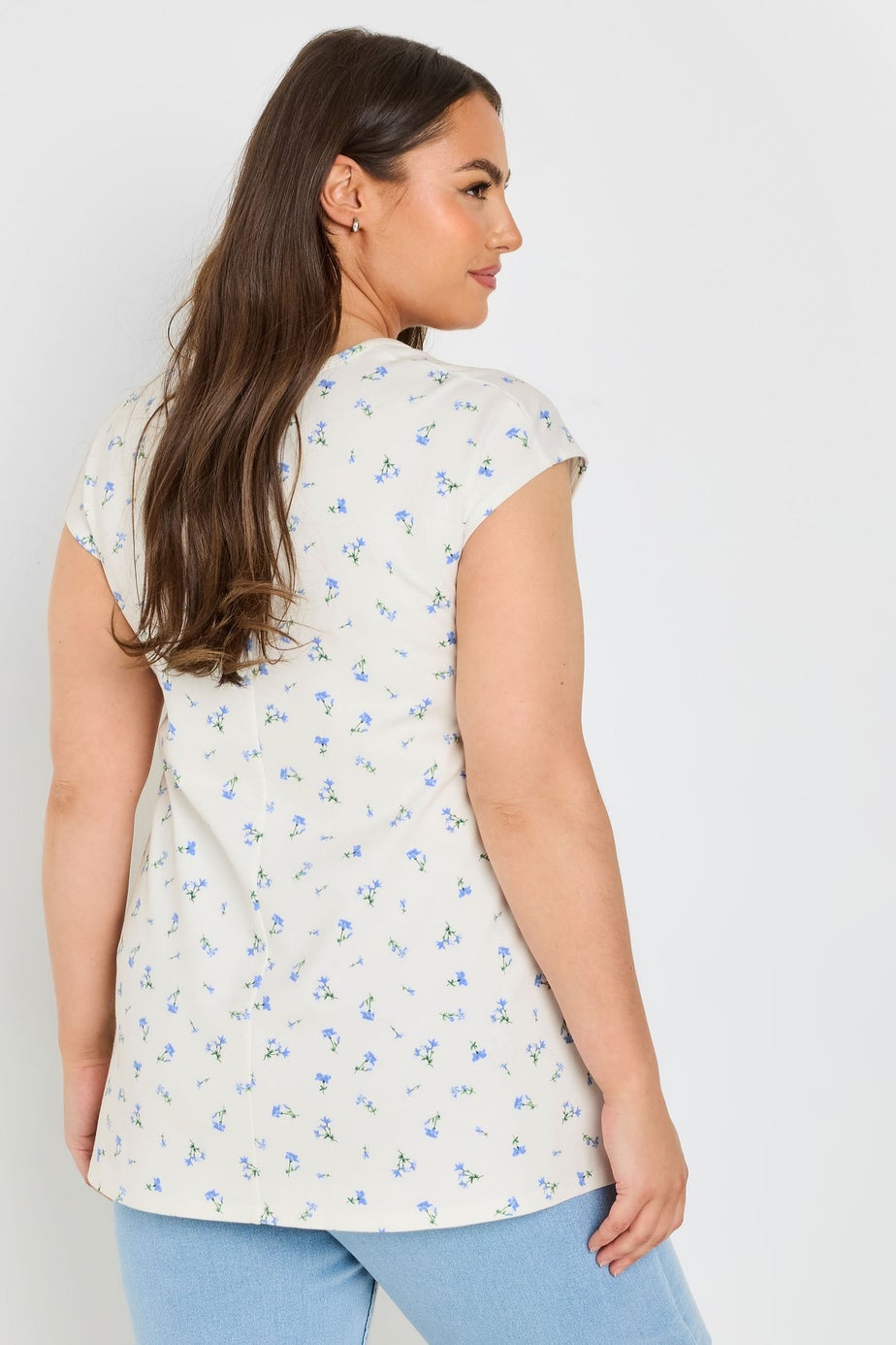 Yours Curve White Floral Square Neck Heavyweight Top