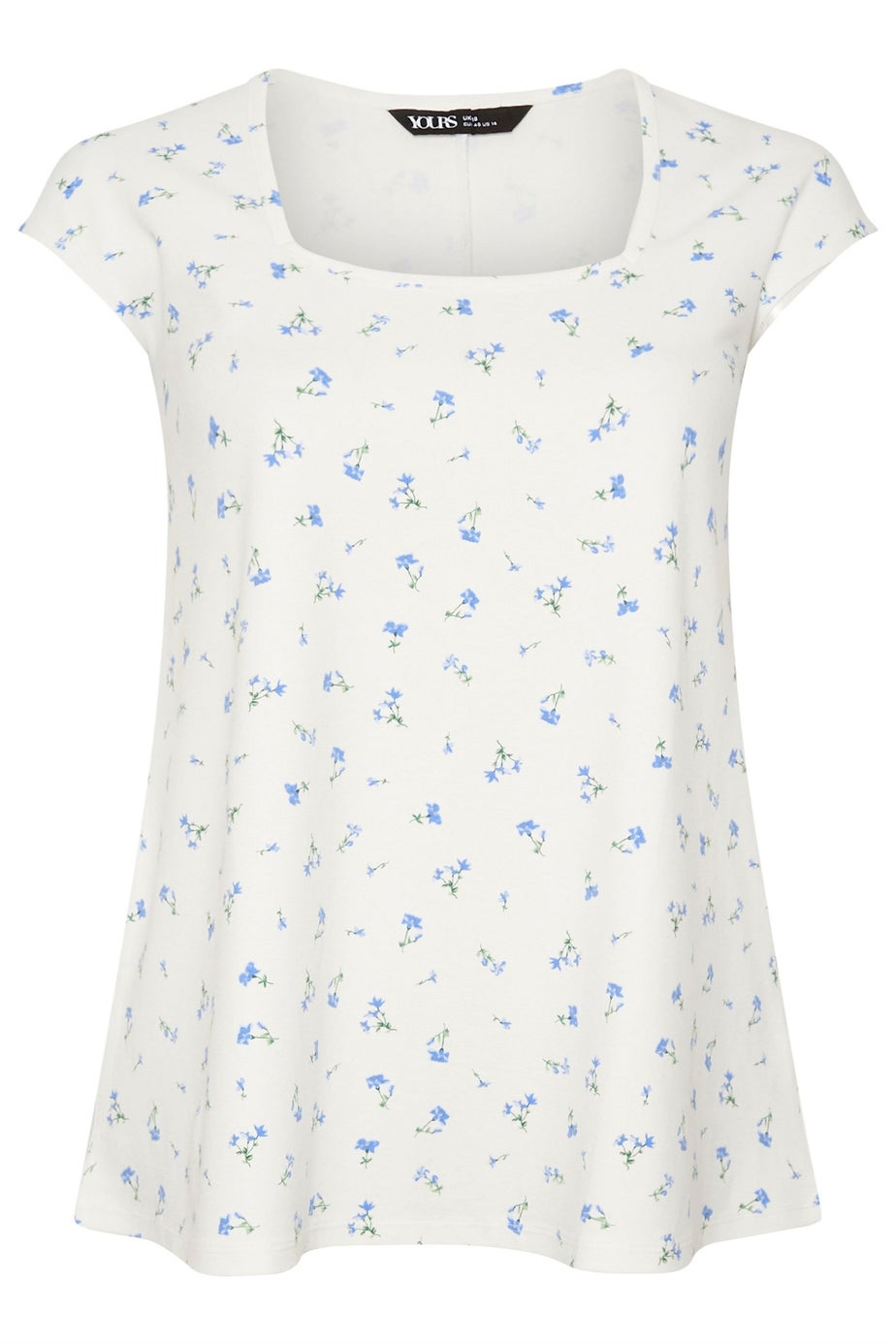 Yours Curve White Floral Square Neck Heavyweight Top