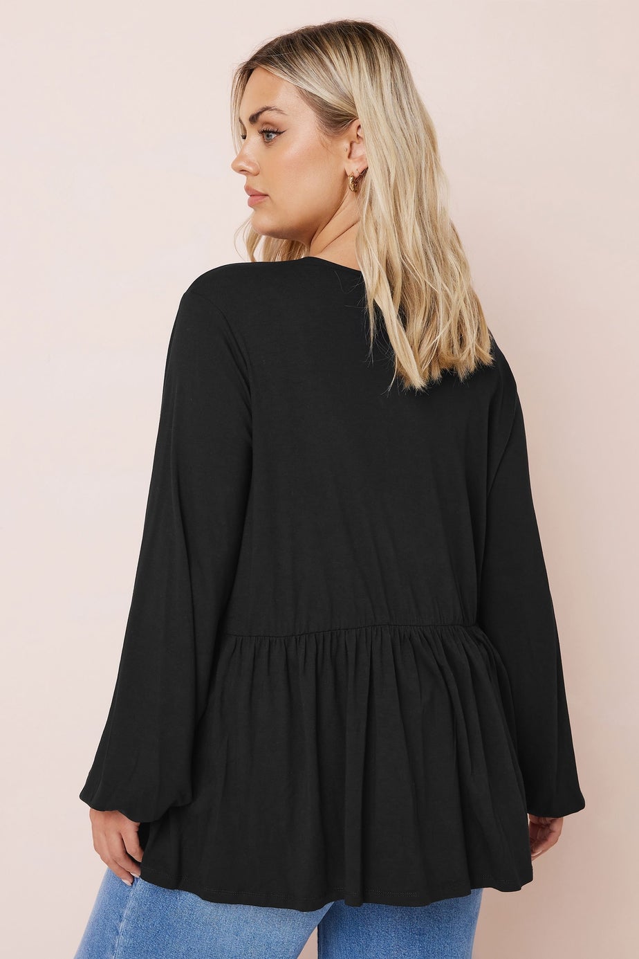 YOURS Curve Black Gathered Bow Tie Front Top