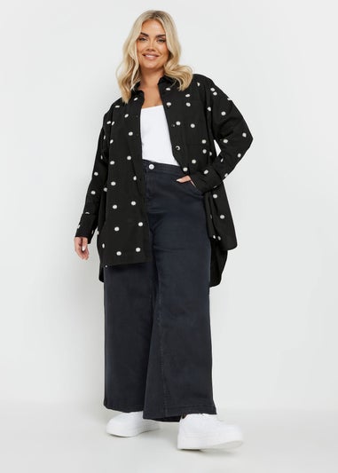 YOURS Curve Black Embroidered Daisy Shirt