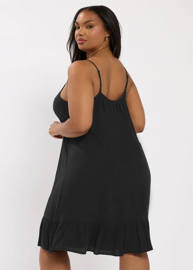 Yours Curve Black Crinkle Mini Dress