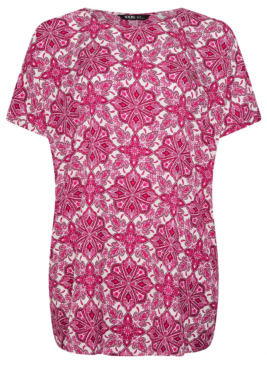 Yours Curve Pink Tile Print Shift Dress