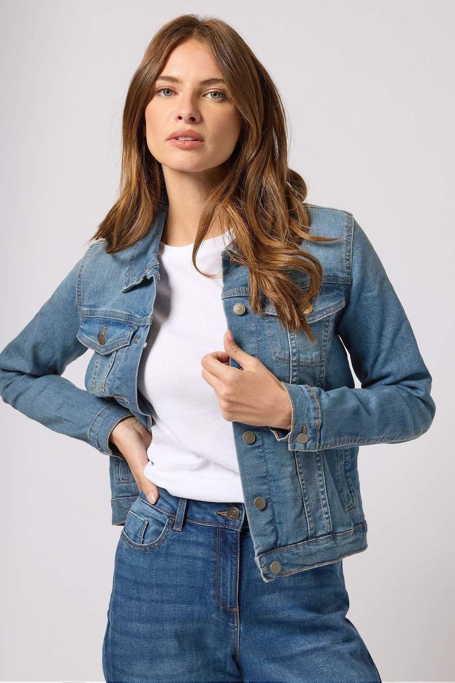 M&Co Blue Mid Wash Denim Jacket