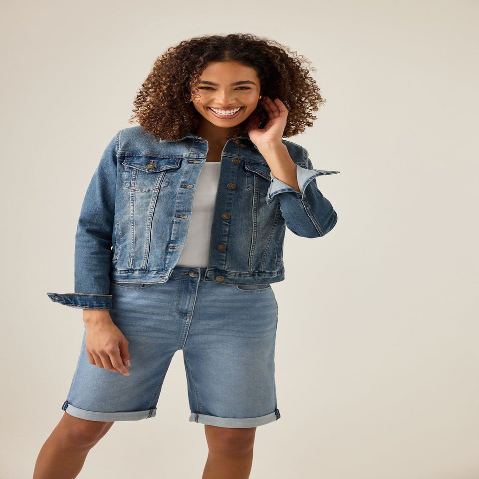 M&Co Blue Mid Wash Denim Jacket