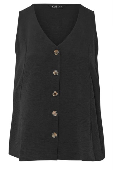 Yours Curve Black Button Through Waistcoat