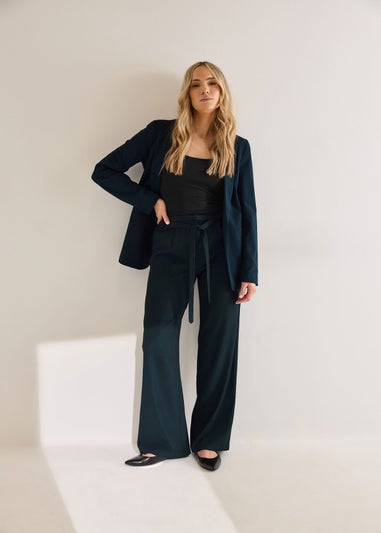 Long Tall Sally Navy Blue Double Belt Tie Trousers