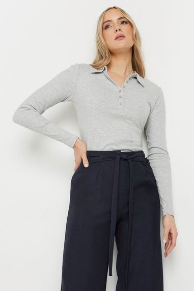 Long Tall Sally Navy Blue Double Belt Tie Trousers