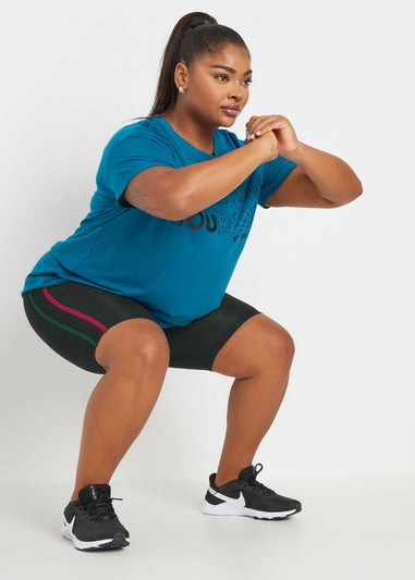 Yours Active Curve Black Side Stripe Stretch Shorts