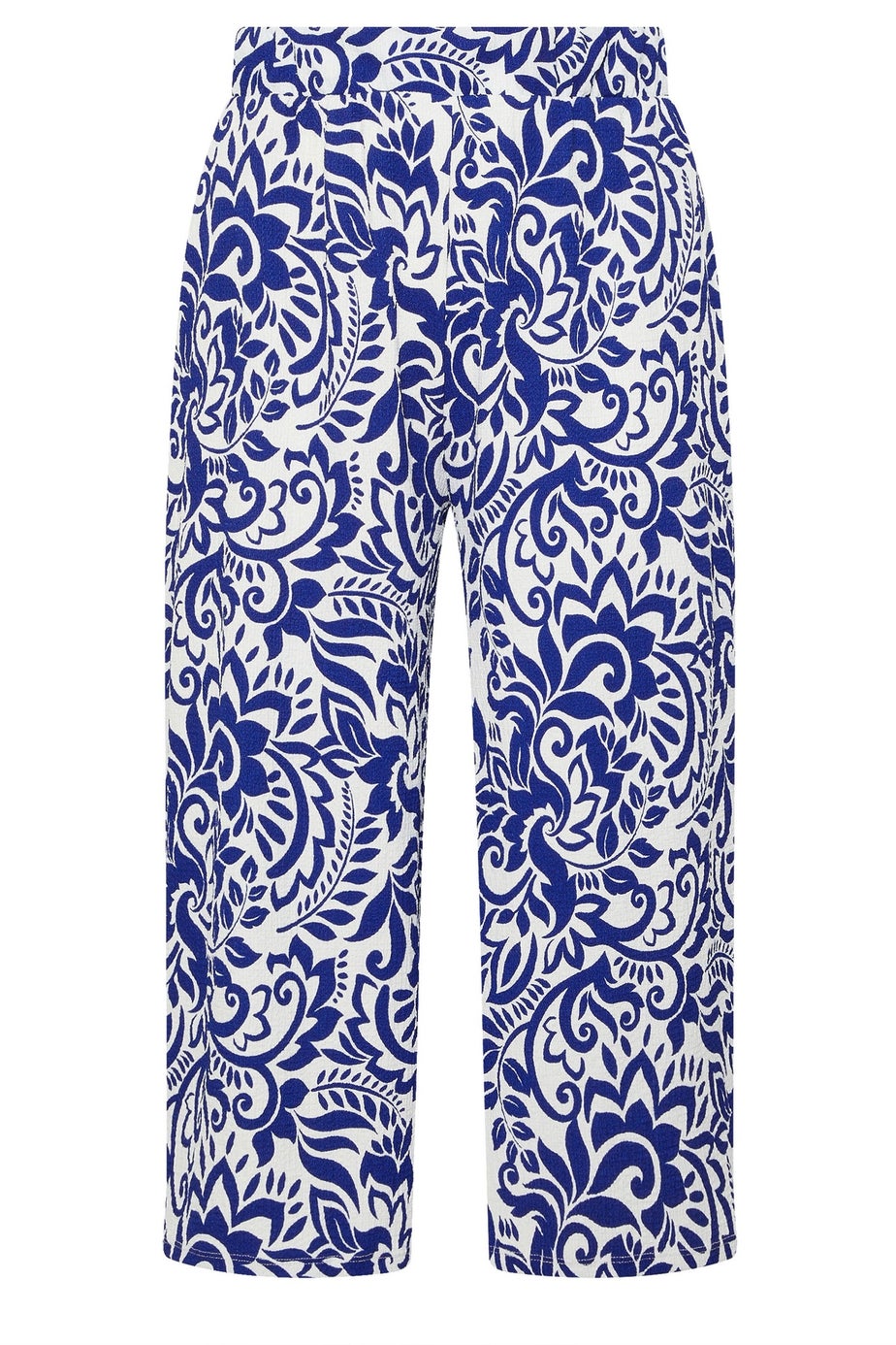 Yours Curve Blue Abstract Floral Textured Midaxi Culottes