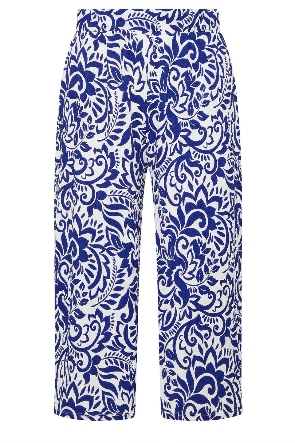 Yours Curve Blue Abstract Floral Textured Midaxi Culottes