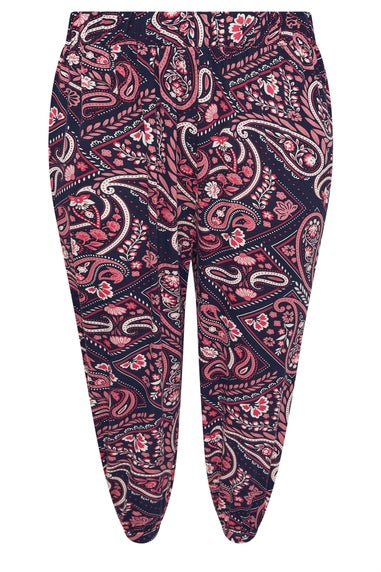 Yours Curve Navy Blue Paisley Print Harem Trousers