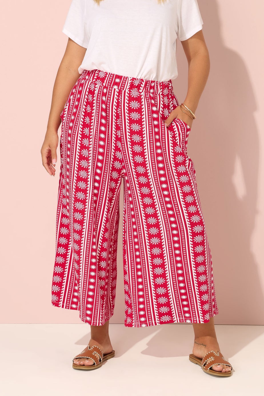 Yours Curve Red Aztec Print Midaxi Culottes