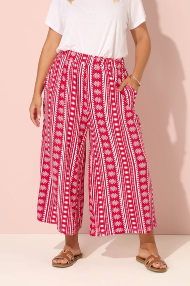 Yours Curve Red Aztec Print Midaxi Culottes